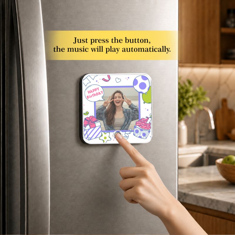 Customized Happy Birthday Musical Fridge Magnet with Music Speaker  Rechargeable Speaker with On/Off Button  Birthday Gift for Girlfriend, Sister, Best Friend